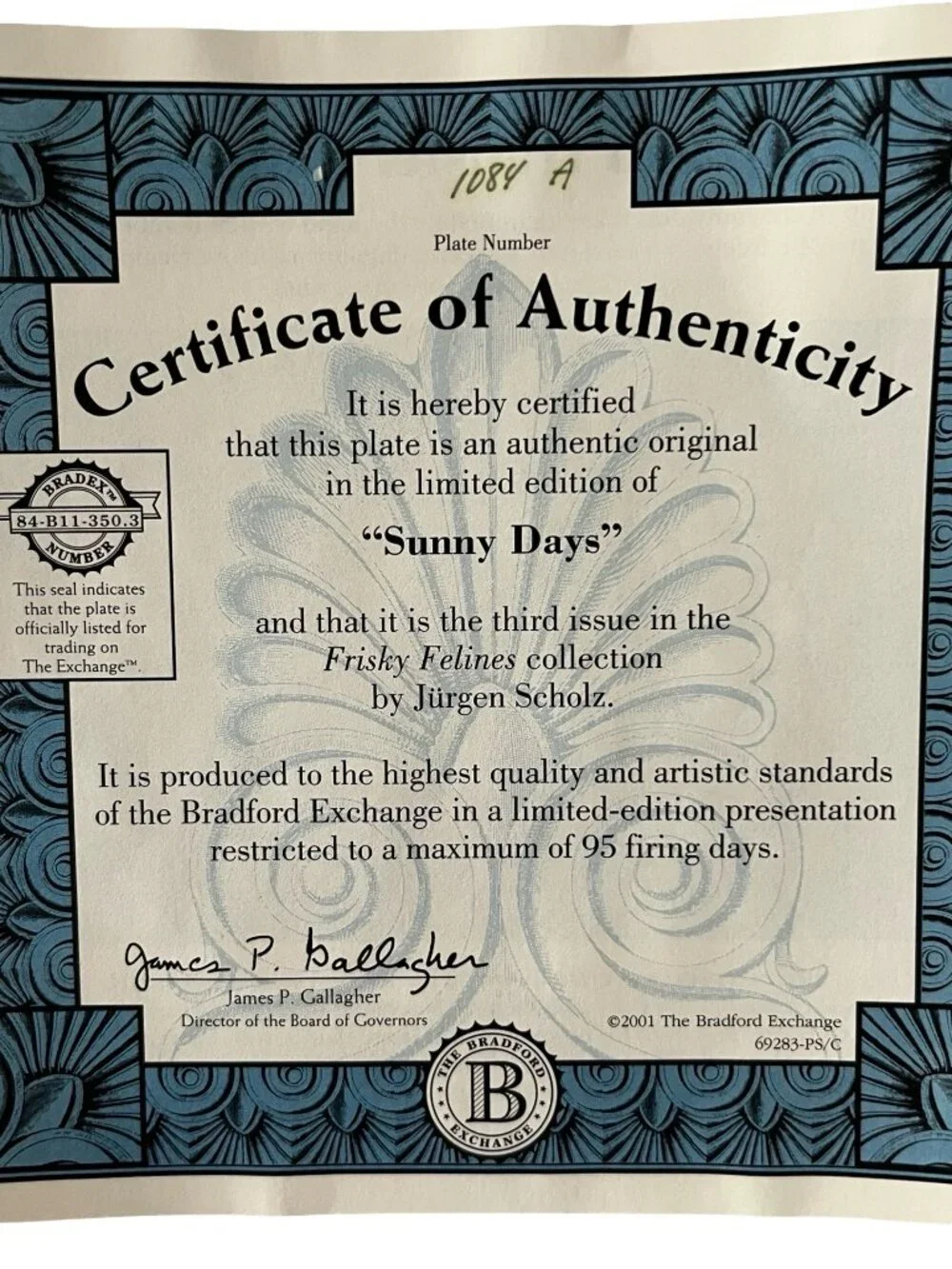 Bradford Exchange Sunny Days Plate Frisky Felines Jürgen Scholz Cat Collector Pl - Picture 3 of 5